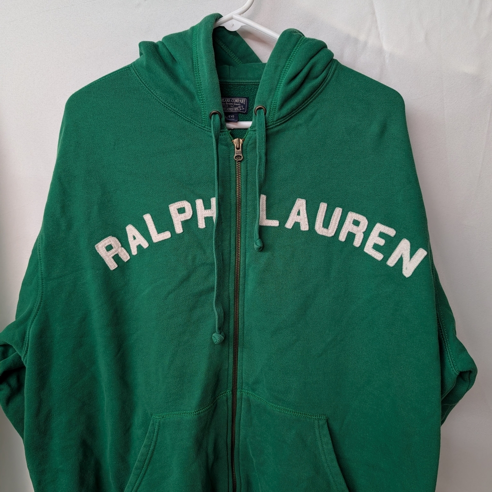 Vintage Ralph Lauren Polo Jeans Co Full Zip Jacket Mens Size XL Green Hooded - Picture 3 of 8